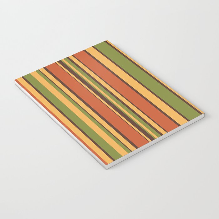 Retro Stripes - Mid Century Modern 50s 60s 70s Pattern in Green, Orange, Yellow, and Brown Notebook Gallery Image 3