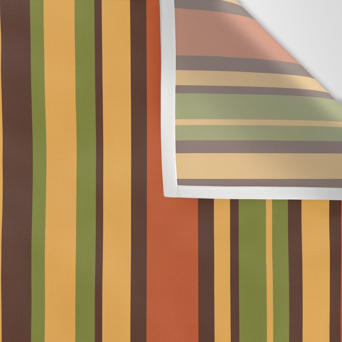 Retro Stripes - Mid Century Modern 50s 60s 70s Pattern in Green, Orange, Yellow, and Brown Wall Tapestry Gallery Image 3