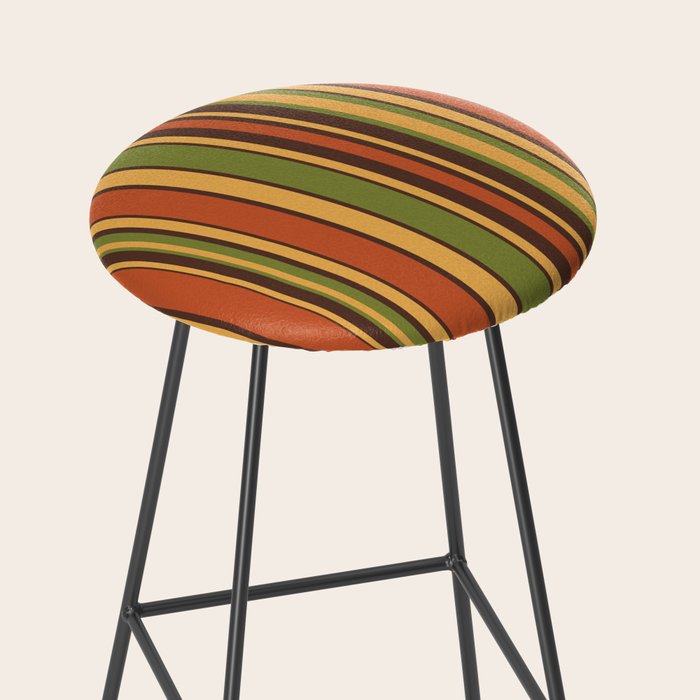Retro Stripes - Mid Century Modern 50s 60s 70s Pattern in Green, Orange, Yellow, and Brown Stool Gallery Image 2