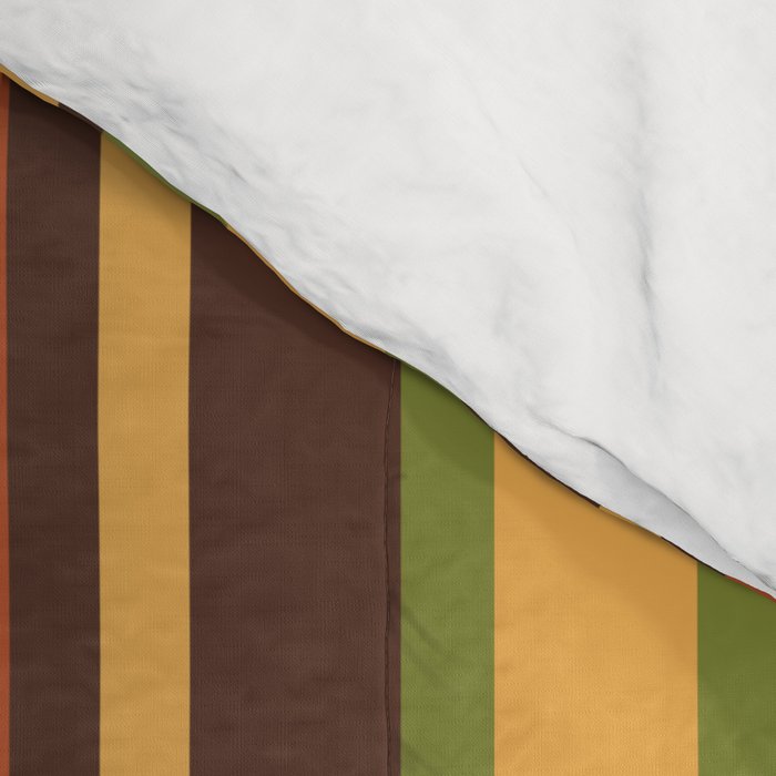Retro Stripes - Mid Century Modern 50s 60s 70s Pattern in Green, Orange, Yellow, and Brown Comforter Gallery Image 4