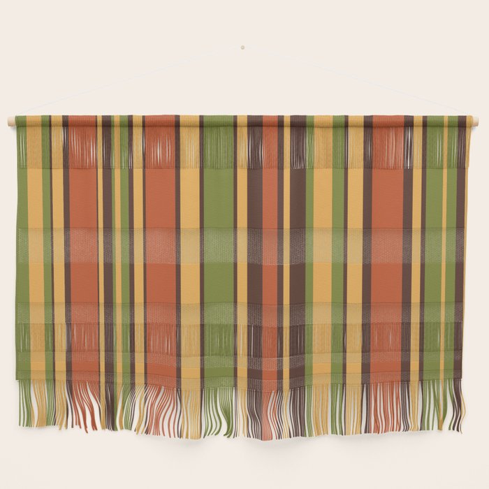 Retro Stripes - Mid Century Modern 50s 60s 70s Pattern in Green, Orange, Yellow, and Brown Wall Hanging Gallery Image 1