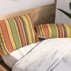 Retro Stripes - Mid Century Modern 50s 60s 70s Pattern in Green, Orange, Yellow, and Brown Pillow Sham Gallery Image 2