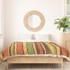 Retro Stripes - Mid Century Modern 50s 60s 70s Pattern in Green, Orange, Yellow, and Brown Duvet Cover Gallery Image 3