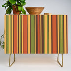 Retro Stripes - Mid Century Modern 50s 60s 70s Pattern in Green, Orange, Yellow, and Brown Credenza Gallery Image 1