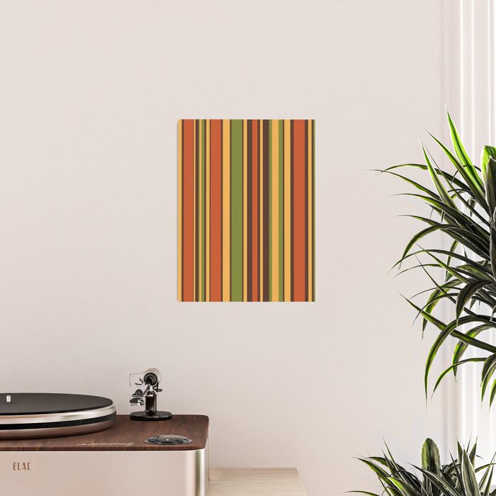 Retro Stripes - Mid Century Modern 50s 60s 70s Pattern in Green, Orange, Yellow, and Brown Poster Gallery Image 2