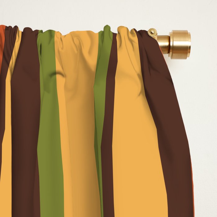 Retro Stripes - Mid Century Modern 50s 60s 70s Pattern in Green, Orange, Yellow, and Brown Window Curtain Gallery Image 2