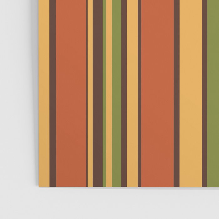 Retro Stripes - Mid Century Modern 50s 60s 70s Pattern in Green, Orange, Yellow, and Brown Poster Gallery Image 3