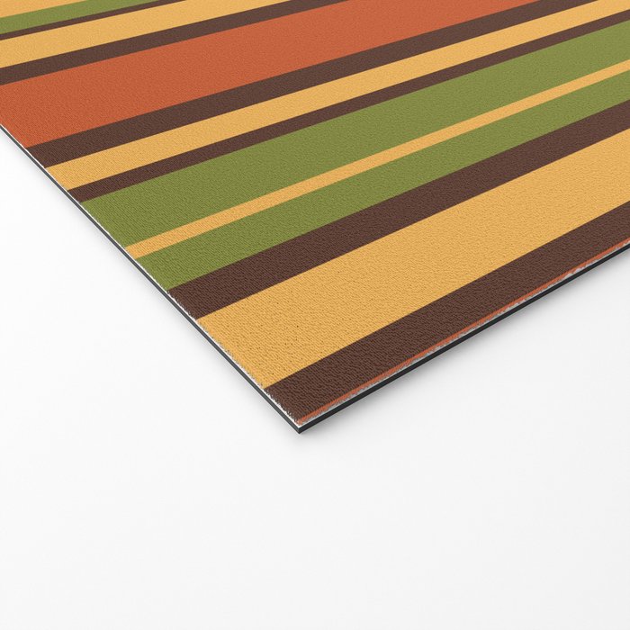 Retro Stripes - Mid Century Modern 50s 60s 70s Pattern in Green, Orange, Yellow, and Brown Welcome Mat Gallery Image 2