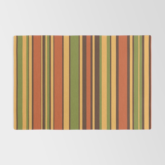 Retro Stripes - Mid Century Modern 50s 60s 70s Pattern in Green, Orange, Yellow, and Brown Rug Gallery Image 2