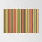 Retro Stripes - Mid Century Modern 50s 60s 70s Pattern in Green, Orange, Yellow, and Brown Rug Gallery Image 2
