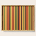 Retro Stripes - Mid Century Modern 50s 60s 70s Pattern in Green, Orange, Yellow, and Brown Serving Tray Gallery Image 1