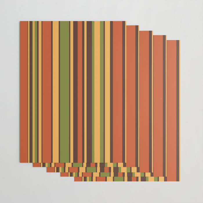 Retro Stripes - Mid Century Modern 50s 60s 70s Pattern in Green, Orange, Yellow, and Brown Wrapping Paper Gallery Image 3