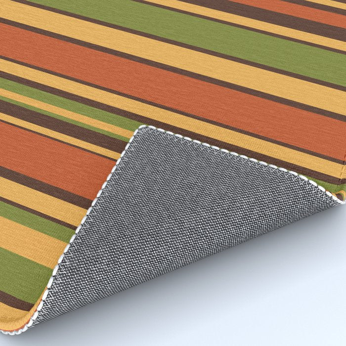 Retro Stripes - Mid Century Modern 50s 60s 70s Pattern in Green, Orange, Yellow, and Brown Rug Gallery Image 4