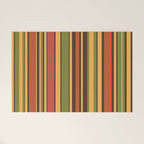 Retro Stripes - Mid Century Modern 50s 60s 70s Pattern in Green, Orange, Yellow, and Brown Welcome Mat Gallery Image 1