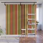 Retro Stripes - Mid Century Modern 50s 60s 70s Pattern in Green, Orange, Yellow, and Brown Wall Mural Gallery Image 1