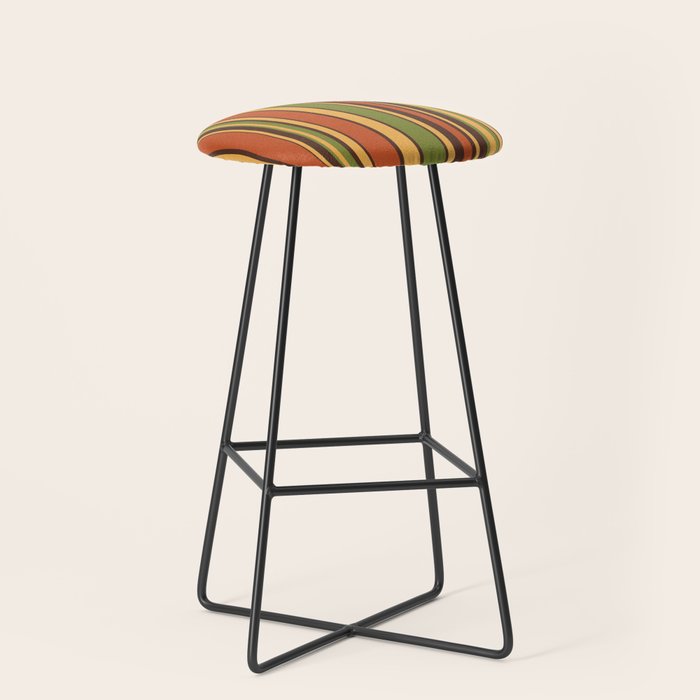 Retro Stripes - Mid Century Modern 50s 60s 70s Pattern in Green, Orange, Yellow, and Brown Stool Gallery Image 1