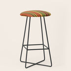 Retro Stripes - Mid Century Modern 50s 60s 70s Pattern in Green, Orange, Yellow, and Brown Stool Gallery Image 1