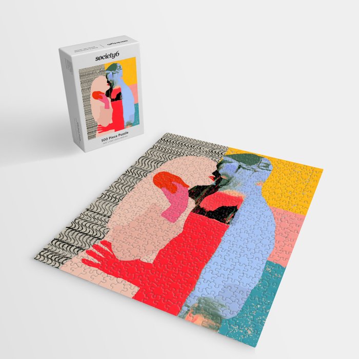 Such a Thing Not Meant To Last, Kiss Passion Love Lovers Couple Friends, Collage Make-out Sex Abstract People Silhouettes Human, Emotions Maximalist Statement Painting Jigsaw Puzzle Gallery Image 2