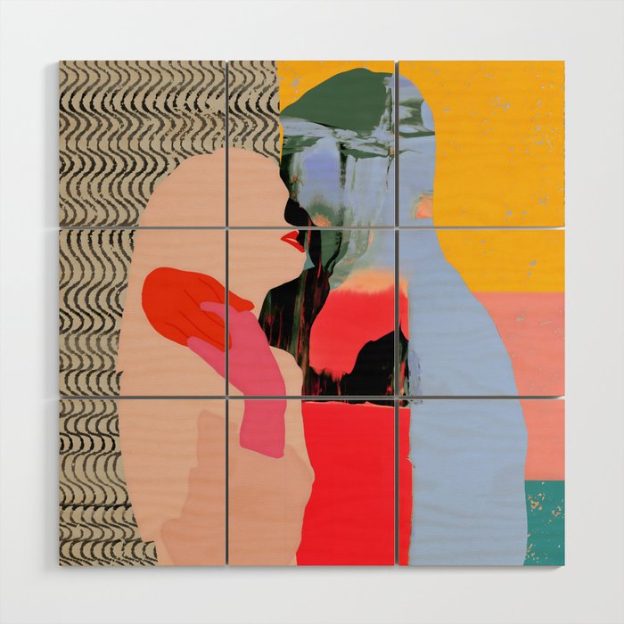 Such a Thing Not Meant To Last, Kiss Passion Love Lovers Couple Friends, Collage Make-out Sex Abstract People Silhouettes Human, Emotions Maximalist Statement Painting Wood Wall Art Gallery Image 1