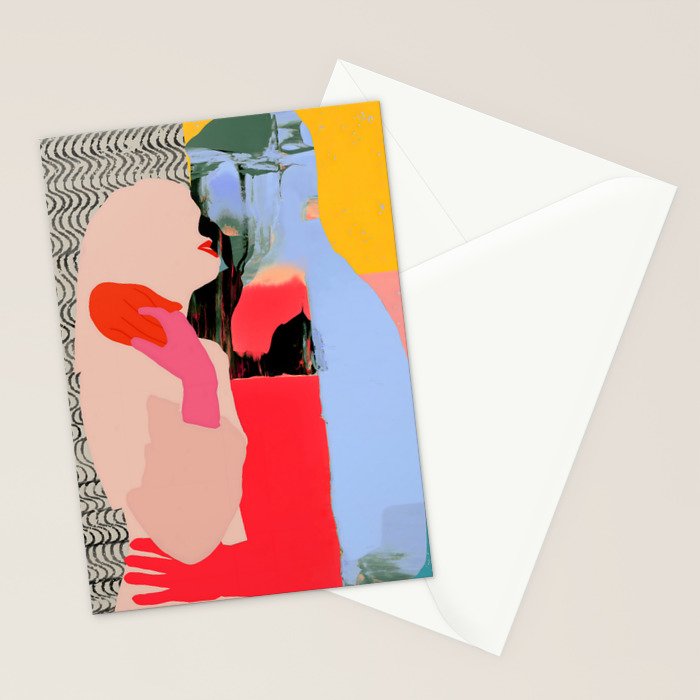 Such a Thing Not Meant To Last, Kiss Passion Love Lovers Couple Friends, Collage Make-out Sex Abstract People Silhouettes Human, Emotions Maximalist Statement Painting Stationery Card Gallery Image 2