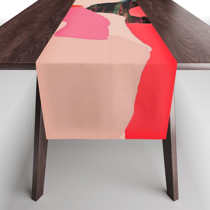 Such a Thing Not Meant To Last, Kiss Passion Love Lovers Couple Friends, Collage Make-out Sex Abstract People Silhouettes Human, Emotions Maximalist Statement Painting Table Runner Gallery Image 1
