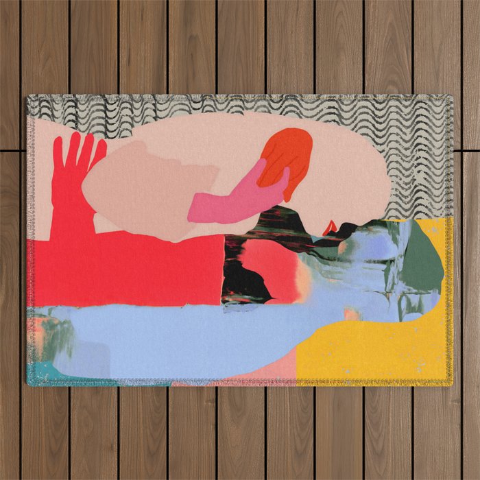 Such a Thing Not Meant To Last, Kiss Passion Love Lovers Couple Friends, Collage Make-out Sex Abstract People Silhouettes Human, Emotions Maximalist Statement Painting Outdoor Rug Gallery Image 1