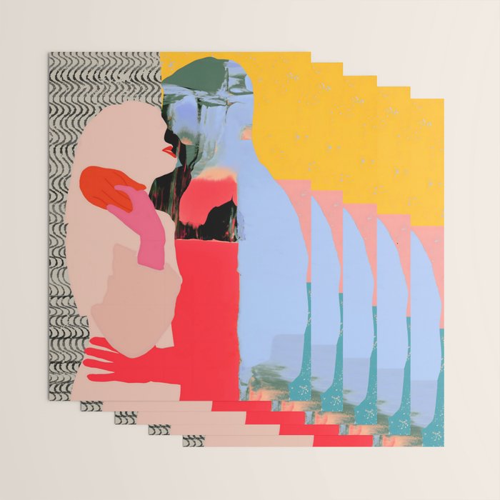Such a Thing Not Meant To Last, Kiss Passion Love Lovers Couple Friends, Collage Make-out Sex Abstract People Silhouettes Human, Emotions Maximalist Statement Painting Wrapping Paper Gallery Image 3