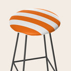 Harvest Pumpkin Orange and White Cabana Tent Stripe Stool Gallery Image 2