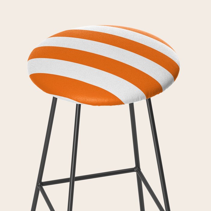 Harvest Pumpkin Orange and White Cabana Tent Stripe Stool Gallery Image 2