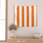 Harvest Pumpkin Orange and White Cabana Tent Stripe Wall Tapestry Gallery Image 2