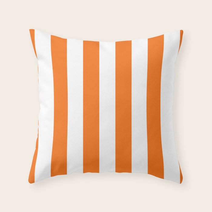 Harvest Pumpkin Orange and White Cabana Tent Stripe Throw Pillow Gallery Image 6