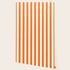 Harvest Pumpkin Orange and White Cabana Tent Stripe Wallpaper Gallery Image 2