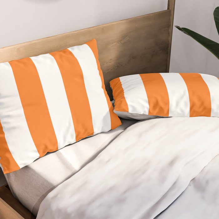 Harvest Pumpkin Orange and White Cabana Tent Stripe Pillow Sham Gallery Image 2