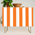 Harvest Pumpkin Orange and White Cabana Tent Stripe Credenza Gallery Image 1