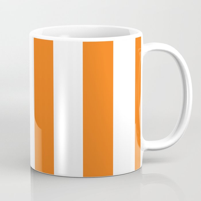 Harvest Pumpkin Orange and White Cabana Tent Stripe Coffee Mug Gallery Image 1