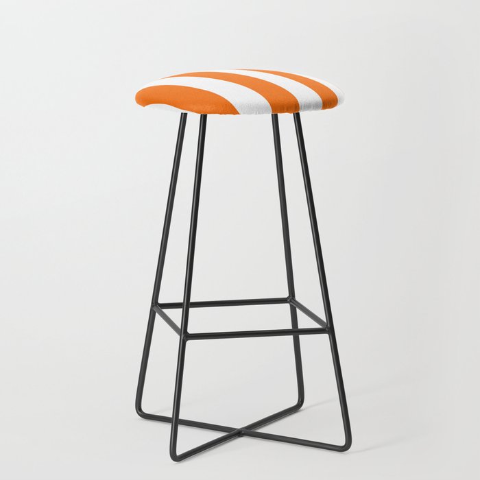 Harvest Pumpkin Orange and White Cabana Tent Stripe Stool Gallery Image 1