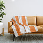 Harvest Pumpkin Orange and White Cabana Tent Stripe Throw Blanket Gallery Image 1