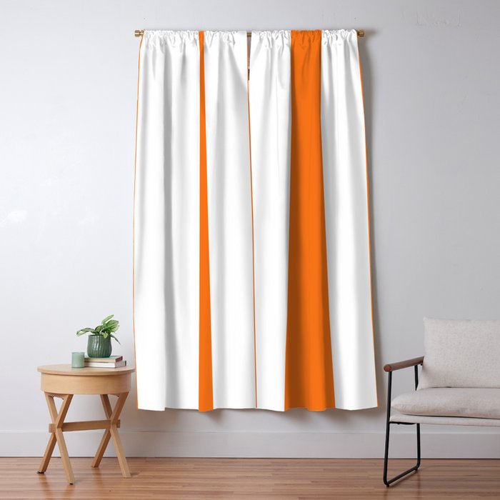 Harvest Pumpkin Orange and White Cabana Tent Stripe Window Curtain Gallery Image 1