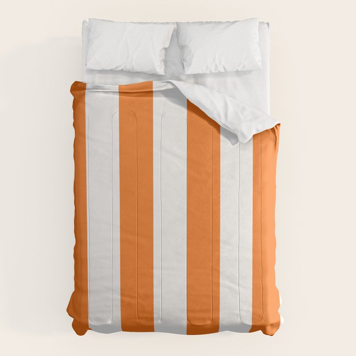 Harvest Pumpkin Orange and White Cabana Tent Stripe Comforter Gallery Image 1