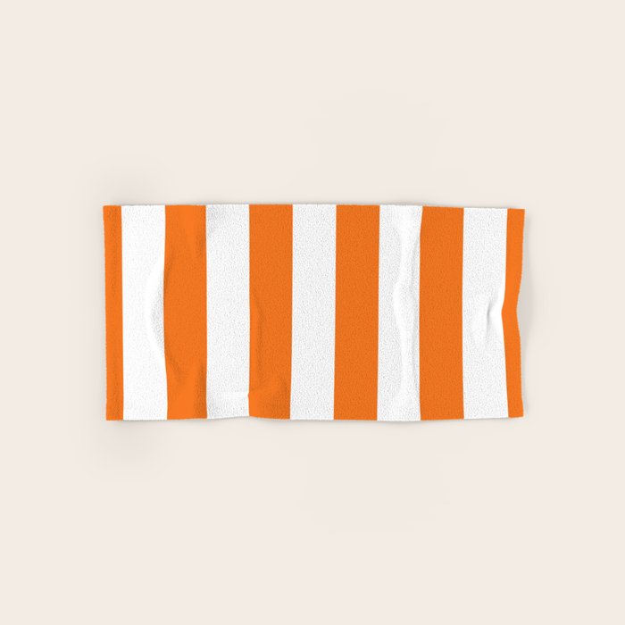 Harvest Pumpkin Orange and White Cabana Tent Stripe Bath Towel Gallery Image 1