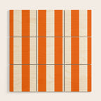 Harvest Pumpkin Orange and White Cabana Tent Stripe Wood Wall Art Gallery Image 1