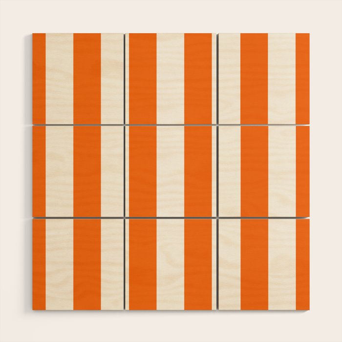 Harvest Pumpkin Orange and White Cabana Tent Stripe Wood Wall Art Gallery Image 1