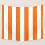 Harvest Pumpkin Orange and White Cabana Tent Stripe Wall Tapestry Gallery Image 4