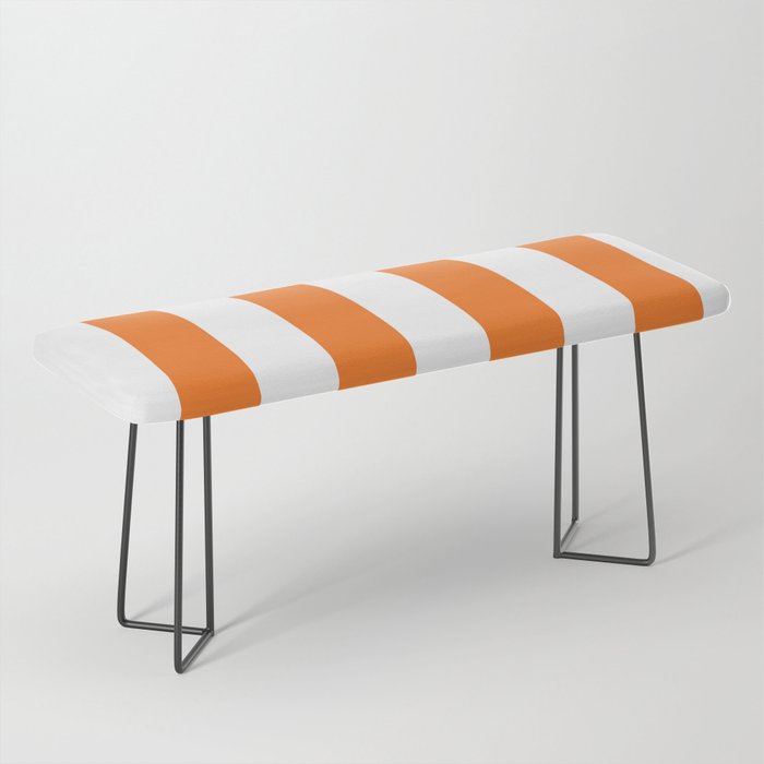 Harvest Pumpkin Orange and White Cabana Tent Stripe Bench Gallery Image 1