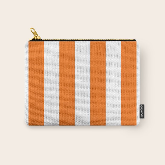 Harvest Pumpkin Orange and White Cabana Tent Stripe Carry All Pouch Gallery Image 1