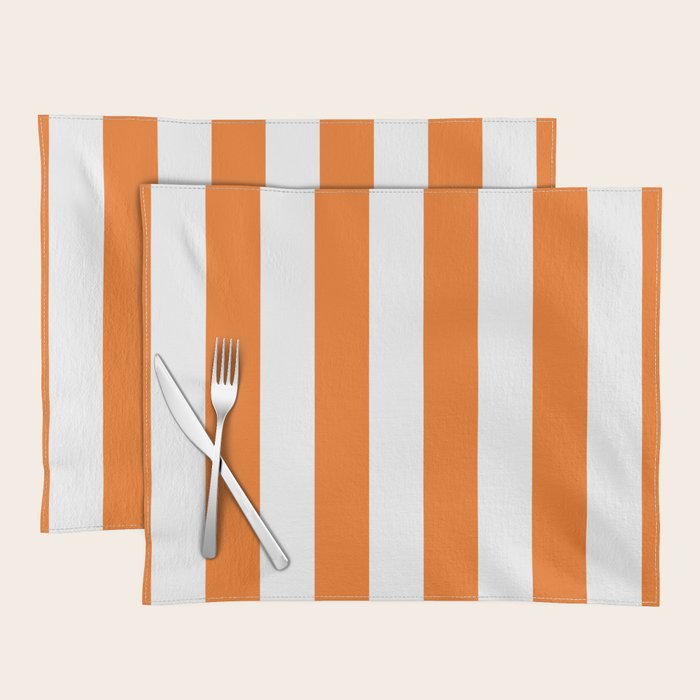 Harvest Pumpkin Orange and White Cabana Tent Stripe Placemat Gallery Image 1