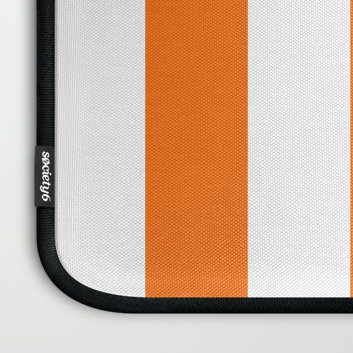 Harvest Pumpkin Orange and White Cabana Tent Stripe Laptop Sleeve Gallery Image 3
