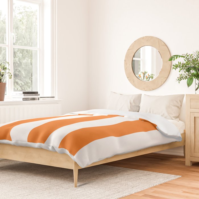 Harvest Pumpkin Orange and White Cabana Tent Stripe Duvet Cover Gallery Image 2