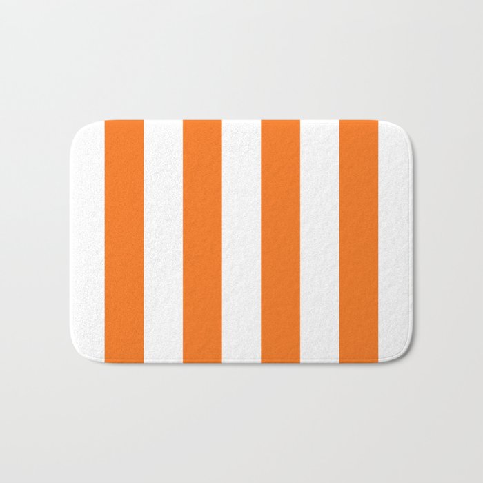 Harvest Pumpkin Orange and White Cabana Tent Stripe Bath Mat Gallery Image 1