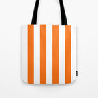 Harvest Pumpkin Orange and White Cabana Tent Stripe Tote Bag Gallery Image 1